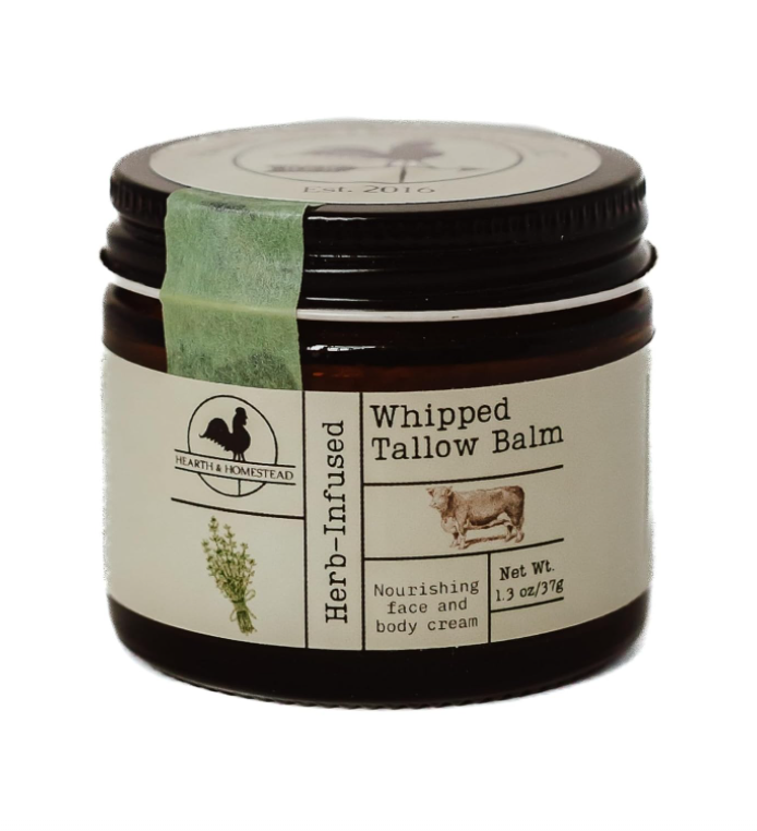 Handmade Whipped Tallow Balm (Unscented/Herb-Infused) - Organic Body Butter with Infused Olive Oil, for Eczema, Rosacea, Baby - 1.3 oz