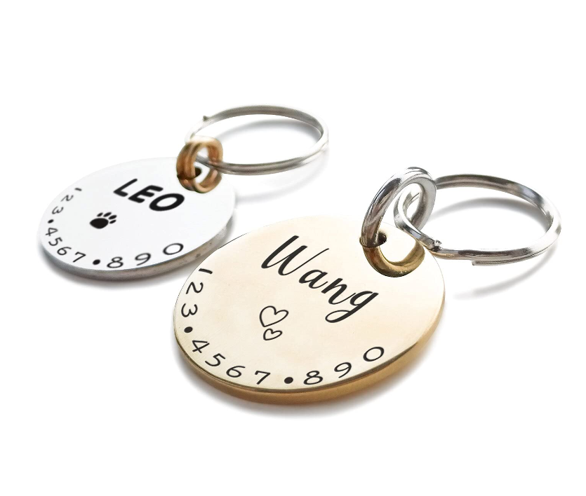 Cats Dogs ID Tags Personalized Lovely Symbols Pets Collar Name Accessories Simple Custom Engraved Products for Extra Small Four Legged Child Necklace Chain Anti-Lost Shiny Stainless Steel Charm