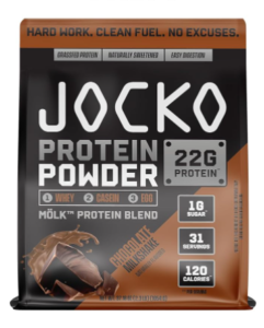 Jocko Mölk Whey Protein Powder 22g Protein - Low Sugar Monk Fruit Blend - Muscle Recovery & Growth, Packaging May Vary (31 Servings, Chocolate Milkshake)